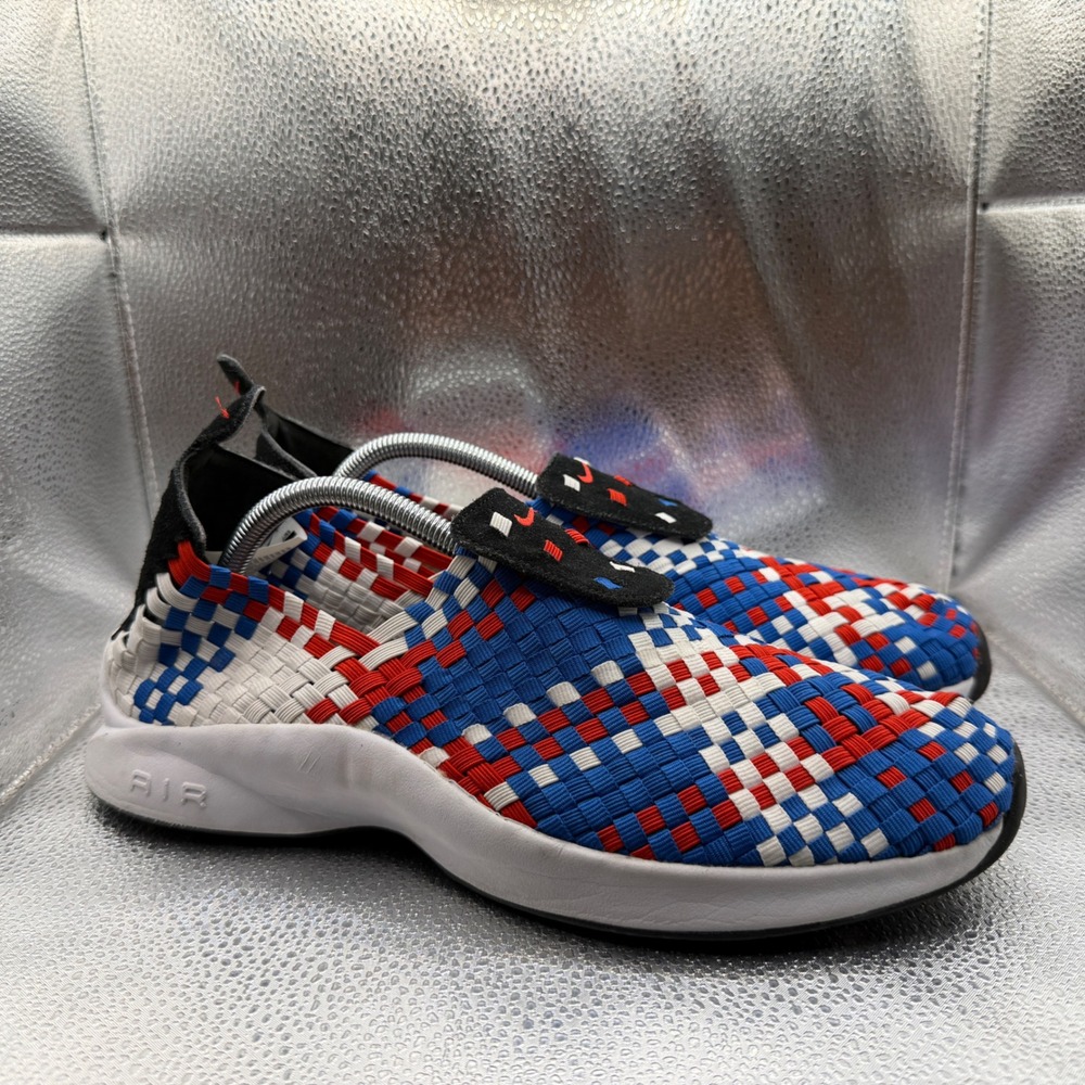 Size 10 Nike Air Woven Sneakers Mens Blue Red White Excellent 312422-005